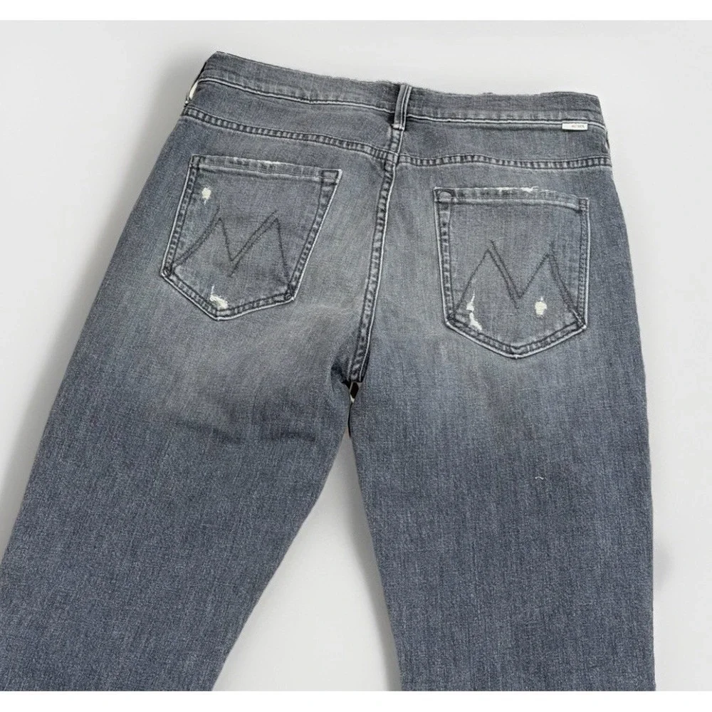 MOTHER The Insider Crop Step Fray Jeans Ace Of Spades Raw Hem Distressed Size 30